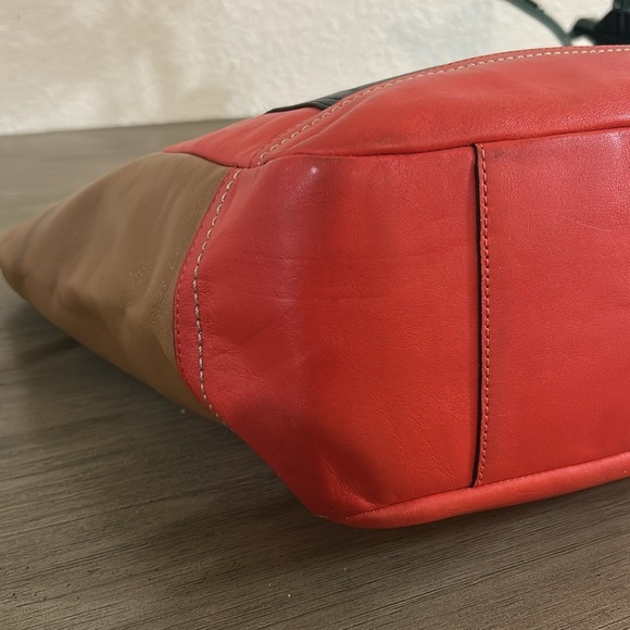 Coach F24391 Park Color Block Large Hobo Vermillion Multicolor - Picture 8 of 10